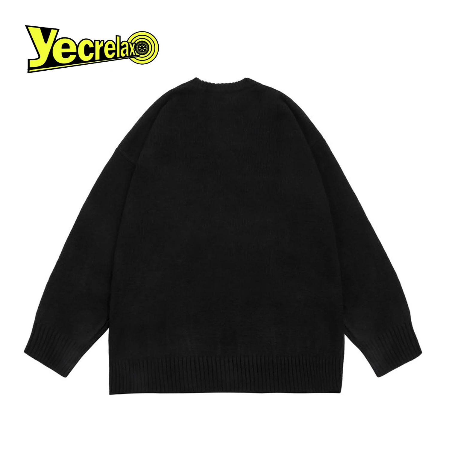 

Men Hip Hop Knitted Jumper Sweaters Letter Print Streetwear Harajuku Autumn Winter Oversized Hipster Casual Male Pullovers