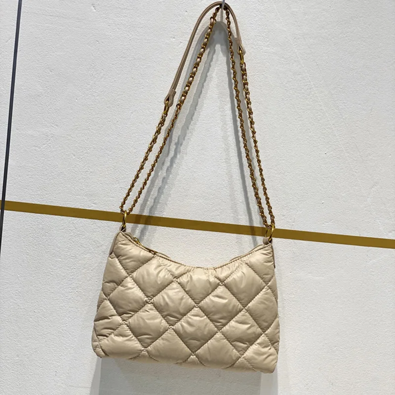 

High Quality Space Cotton Crossbody Bags For Women Winter New Fashion Ladies Chain Shoulder Down Bag Solid Color Lingge Handbags