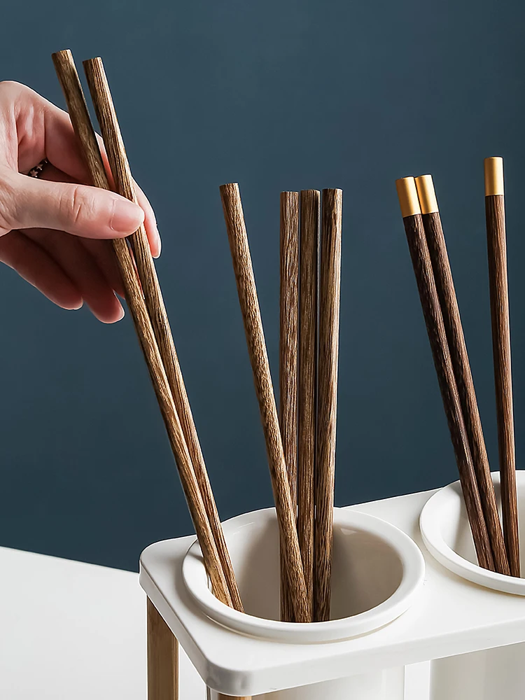 

Vintage Style Solid Wood Chopsticks 10 Pairs Eco-Friendly Handmade No Paint None Wax Home Use Natural Tableware