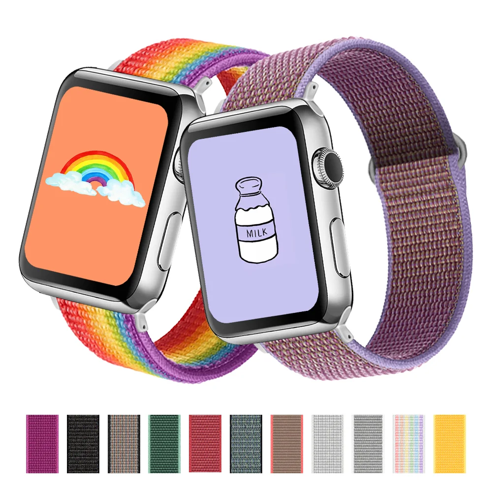 

Nylon Strap For Apple Watch band 44mm 40mm 42mm 38mm Watchband Belt Sport Loop Bracelet Smartwatch Series 34 5 SE 6 Accessories