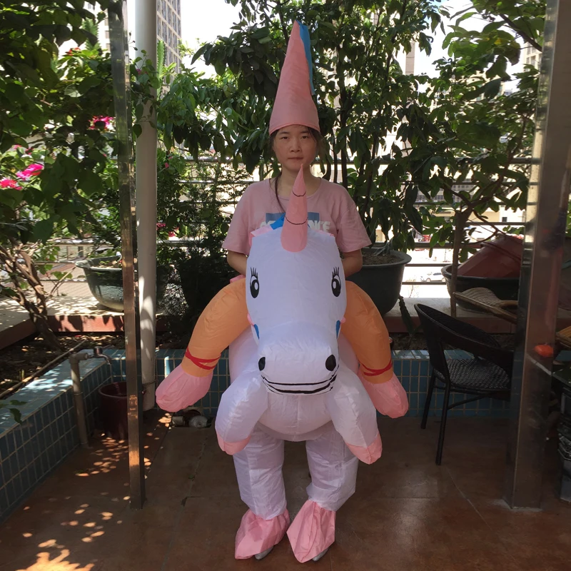 Inflatable Unicorn Costume-Fan Operated Adult Size Halloween Horse Rider |