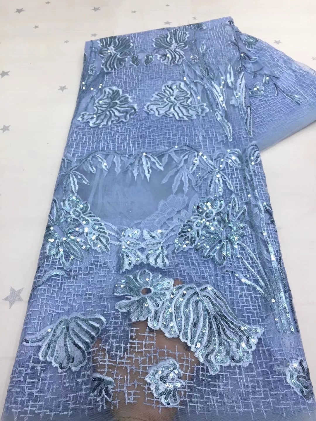 

2021 African Sequin Lace Fabric Champagne Gold Embroidery Nigeria Mesh Lace Fabric Bridal High Quality French Tulle Lace Fabric