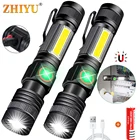 ZHiYU 1000LM USB Перезаряжаемый светодиодный светильник T6 + COB боковой светильник, высокий светильник, магнитный флэш-светильник, 4 режима масштабирования 18650