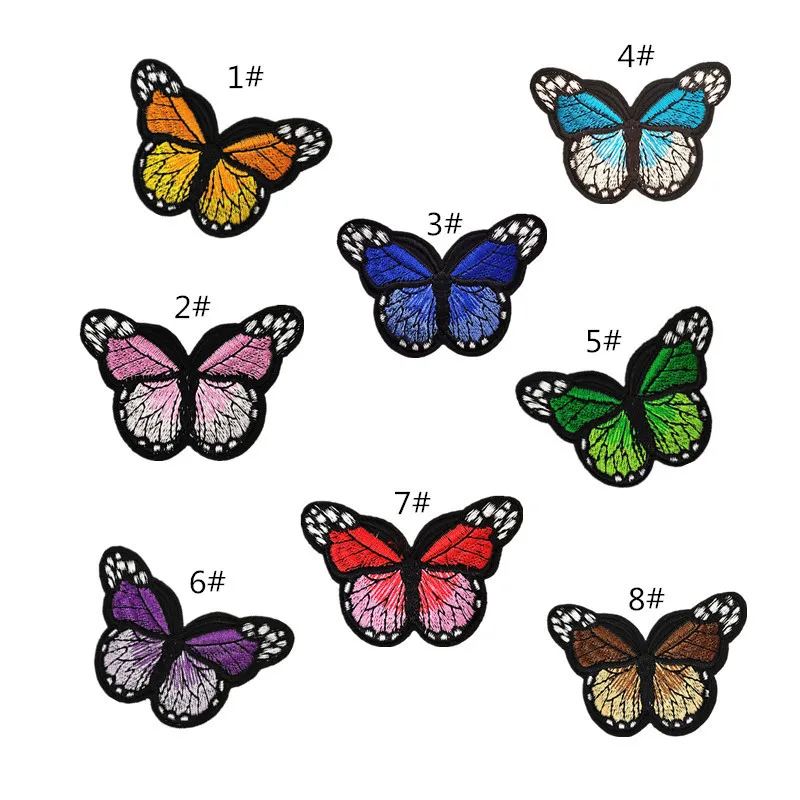 

Butterfly Flower Patch DIY Series Embroidered Cloth Stickers Color Rose Patch Embroidery Patch Iron on Patches Parches