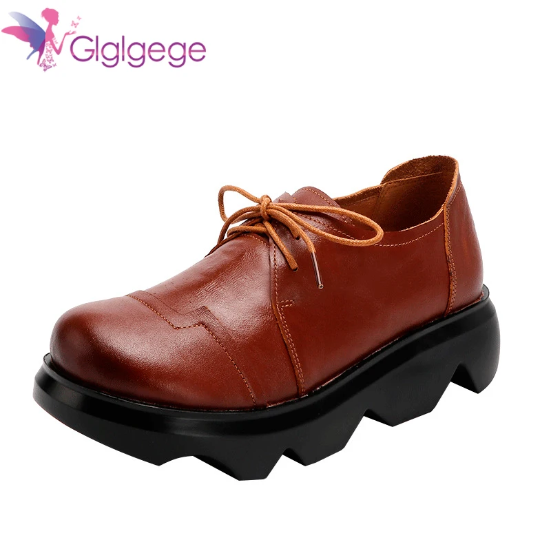 

Glglgege/Женская обувь на плоской подошве из натуральной кожи в стиле ретро; Женская повседневная обувь на платформе в богемном винтажном стиле...