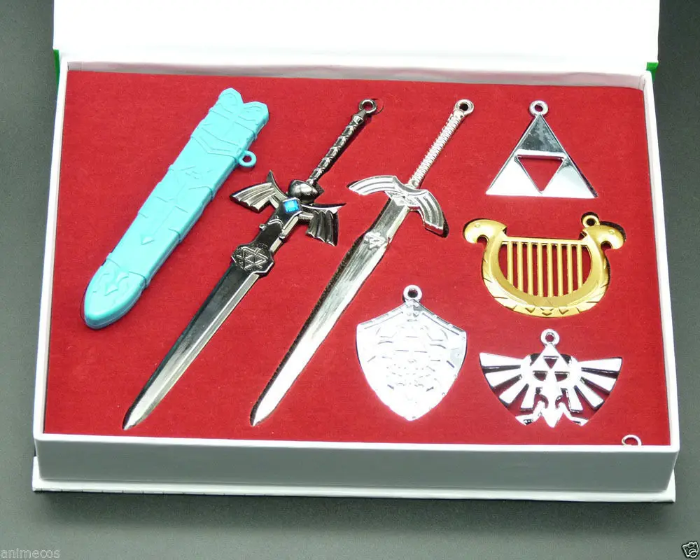 _ Звеньевой щит ожерелье меч брелок с подвеской набор из 7 шт. коробка оружие