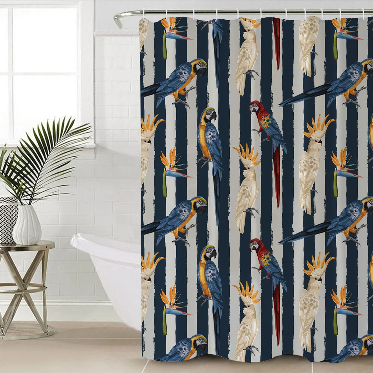 Попугай птица рая синий и серый полосы полосатый узор с золотым блеском