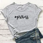 Забавная футболка # girlboss, женские топы, летняя футболка с коротким рукавом, женская футболка, белая футболка, Женская Повседневная футболка