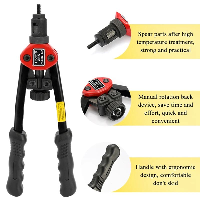 

BT-606 Riveter Tool Hand Insert Rivet Nut Tool BT-606 Double Insert Manual Rivet Machine Riveting Tools with Nuts