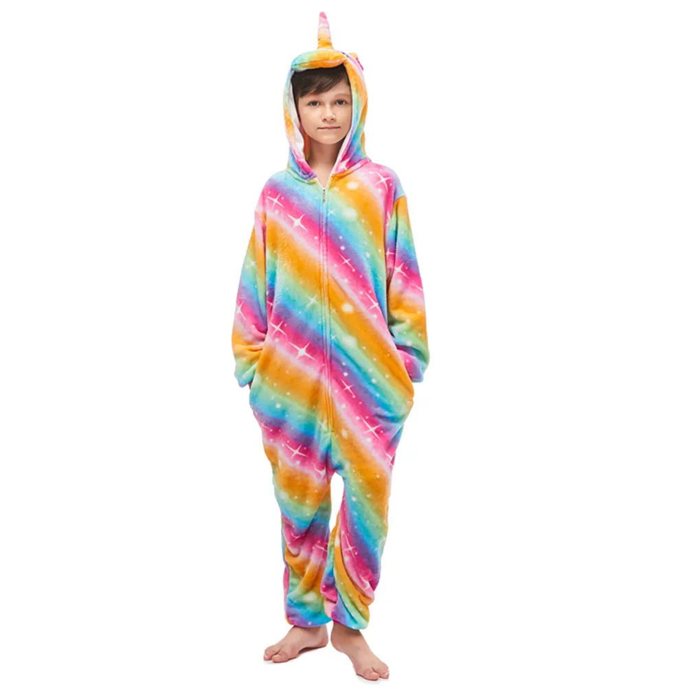 cosplay Winter kids Pajamas Rainbow Flannel Sleepwear Unisex Cute Monster Dinosaur Cartoon Animal Sets Kids Pyjamas |