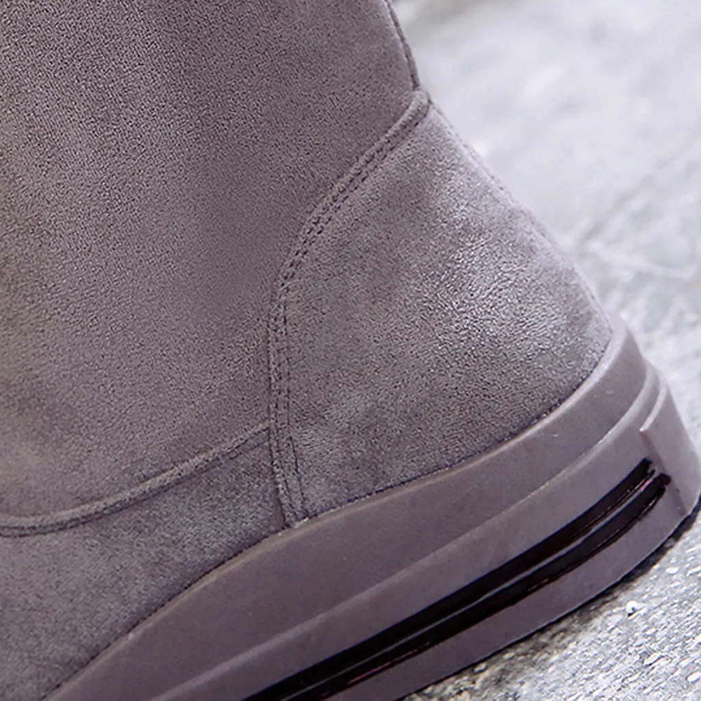 2019 Hot Sale Winter Mid Boots Women's Leisure Solid Round Toe Slip-On Flat Shoes Female Ladies Letter Prints Flock | Обувь