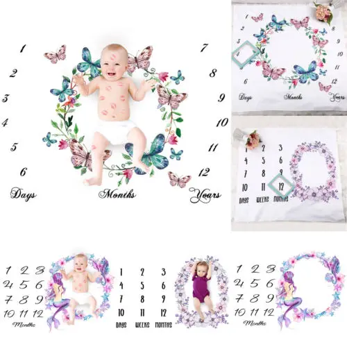 Мягкое хлопковое одеяло для новорожденных младенцев с цветочным принтом коврик