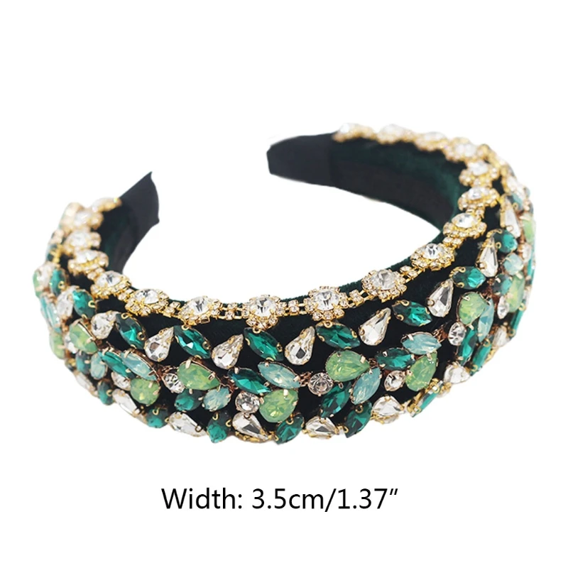 

Baroque Tiaras Wide Headband Luxurious Color Crystal Rhinestones Hair Hoop Female Girls Headwear Accessories