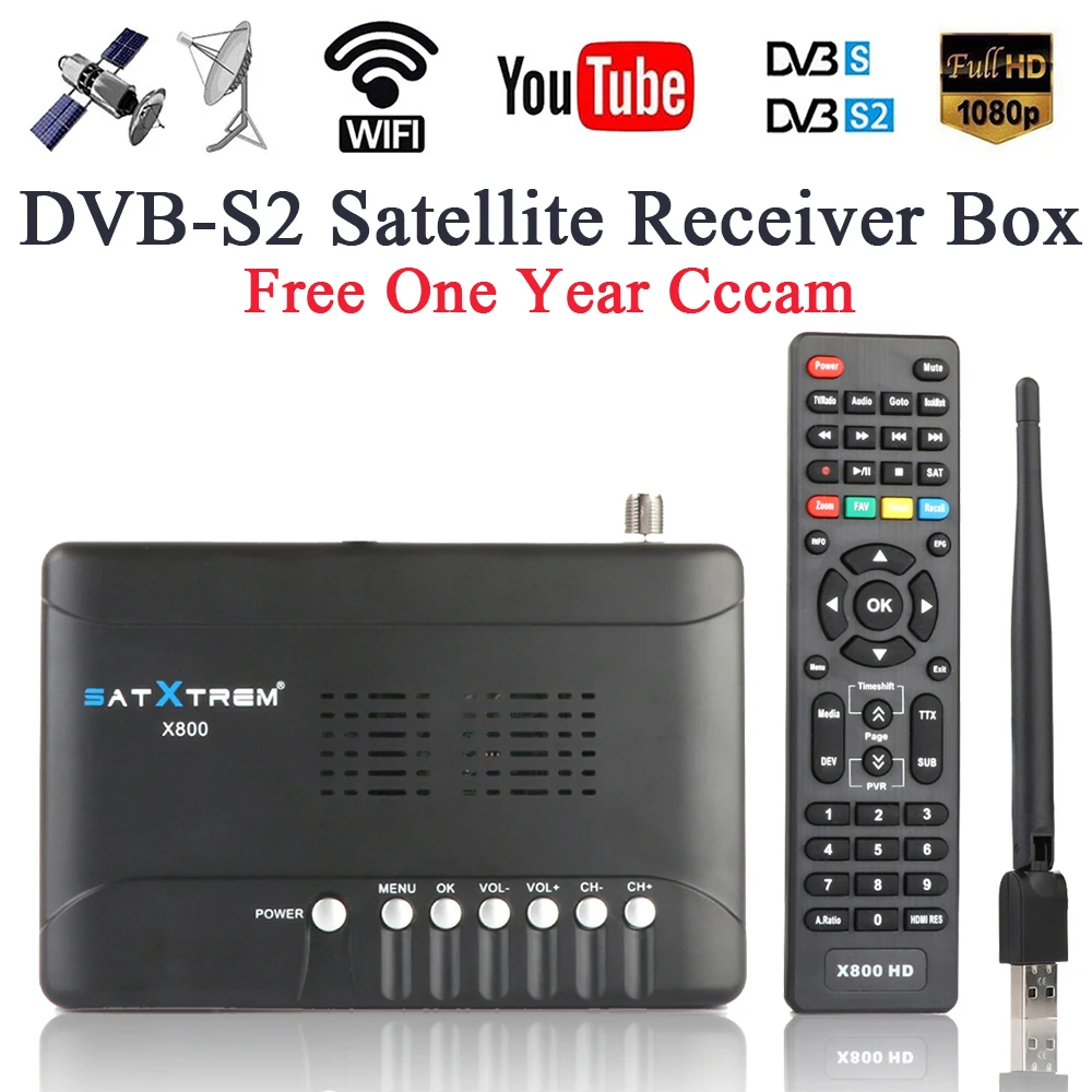 SATXTREM X800 HD DVB-S2 Satelite рецептор цифровой ТВ спутниковый ресивер декодер DVB S2 тв тюнер бесплатно 1 год Европа 8 нажатий