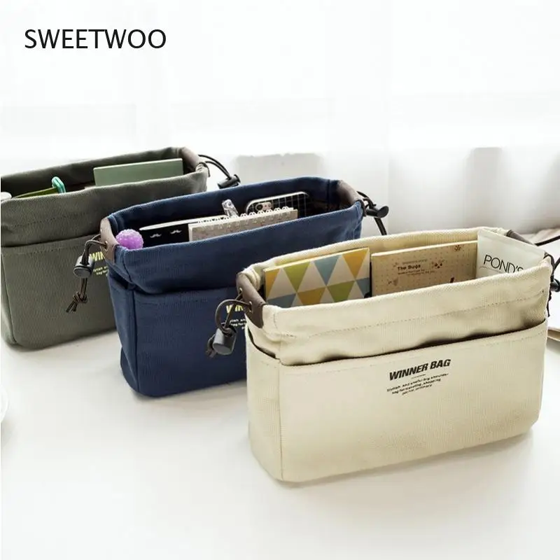 

Canvas Purse Organizer Bag Organizer Insert with Compartments Makeup Organizers Handbag Organizador