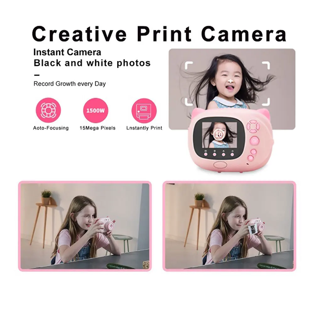 Детская мини камера Мгновенной Печати Граффити фото принтер Wifi 1080P 15