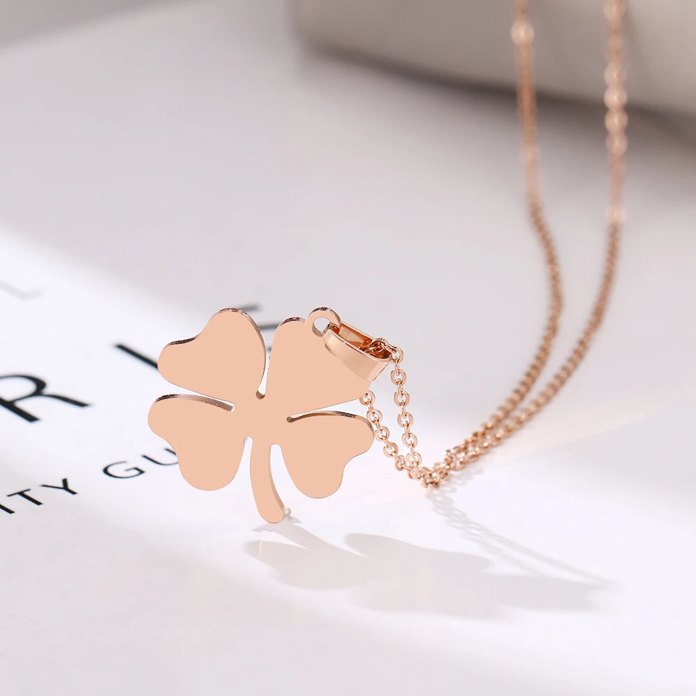 CACANA 316L Stainless Steel Clover Necklace Rose Gold Colors Bijoux Collier Elegant Women Jewelry Party Gifts Wholesale | Украшения и