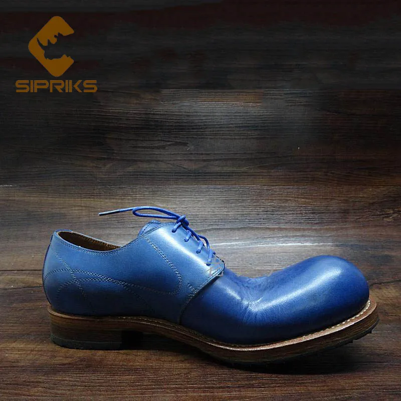 Sipriks/итальянские туфли ручной работы с большим круглым носком Мужские Дерби