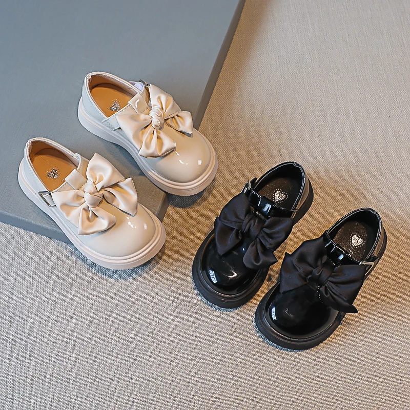 

Big Bow-knot Shoes Kids2021 Pu Leather Shoes For Girl Summer Princess Party Shoes Children Non-Slip Soft Bottom Waterproof Flats