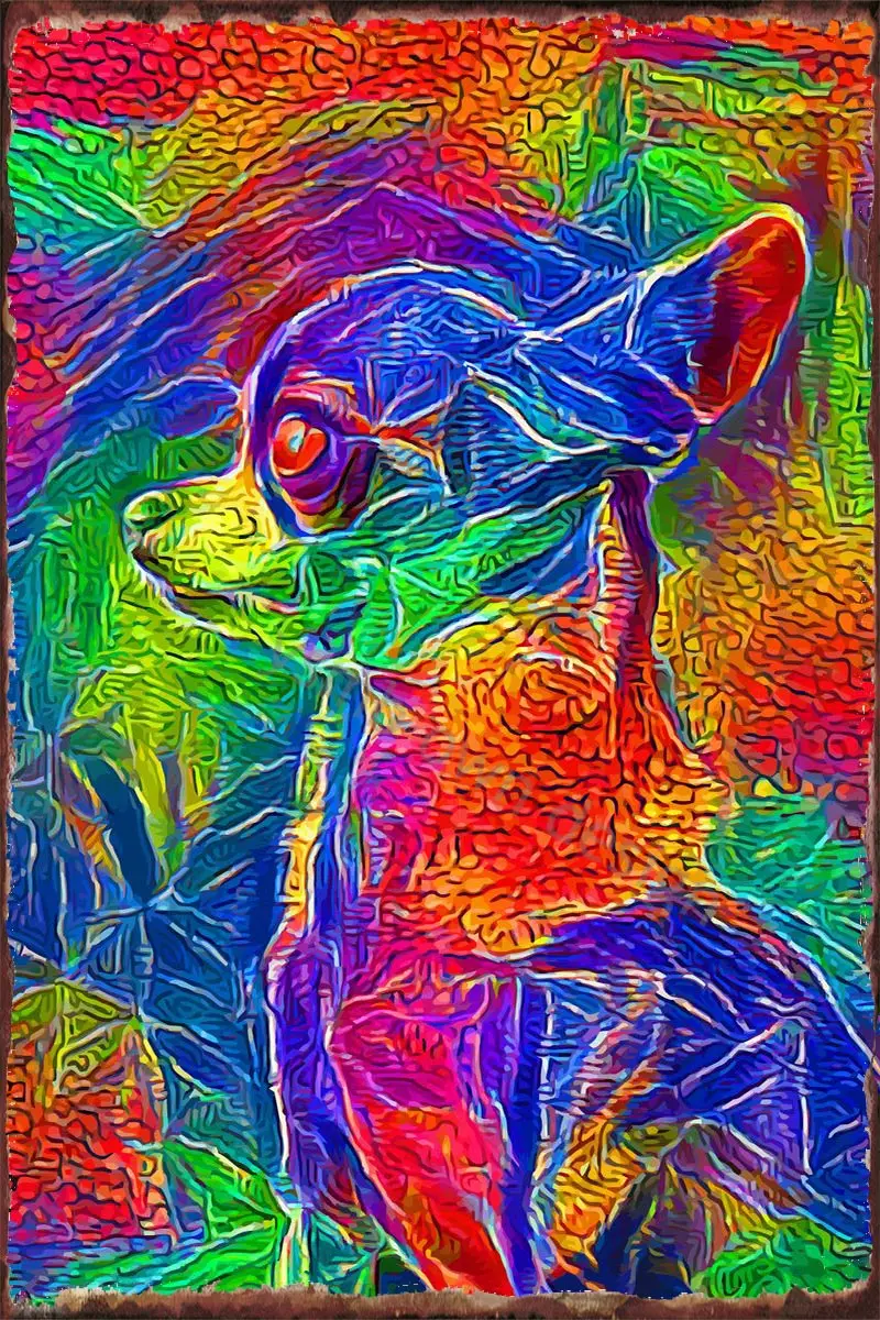 

Радужная мозаика чихуахуа, жестяные пластины, Настенный декор, Ретро винтажный металлический знак, жестяная вывеска для искусства, кафе, па...