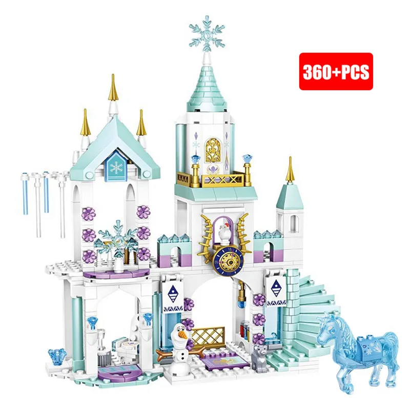 Disney Frozen Anna Elsa Princess Castle Building Blocks Kit Bricks Classic Movie Model Kids Girl Toys For Children Gift