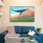 Современная мультяшная ручная роспись морское небо КИТ детская Картина на холсте постер настенное искусство подарок художественное украшение для детской комнаты