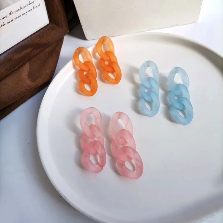

Girafe Cute Sweet Jelly Color Simply Chain Shape Resin Earrings Women Summer
