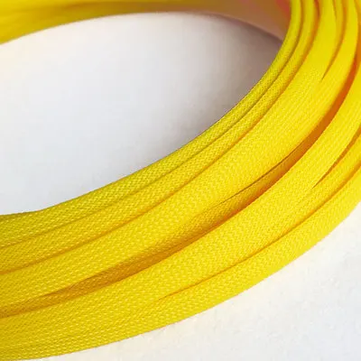 UV Yellow 4 мм Плетеный расширяемый рукав ПЭТ плотный провод обёрточная бумага высокая плотность изолированный кабель жгут линия Защитная крышка оболочка одного цвета - Цвет: UV Yellow