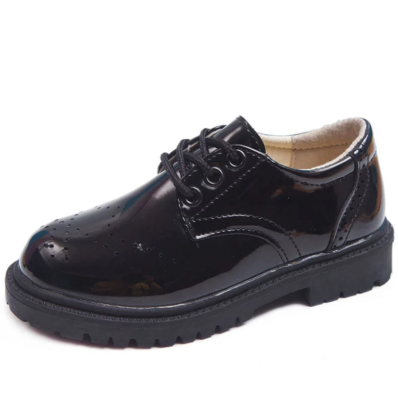 

2021 New Kids Leather Shoes Wedding Dress Shoes for Boys Girls Brand Children Black Performance Shoes Boys Formal Wedge Sneakers