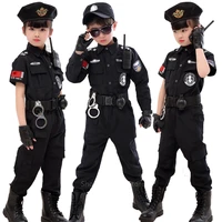 children traffic special police halloween carnival party performance policemen uniform kids army boys cosplay costumes 110 160cm