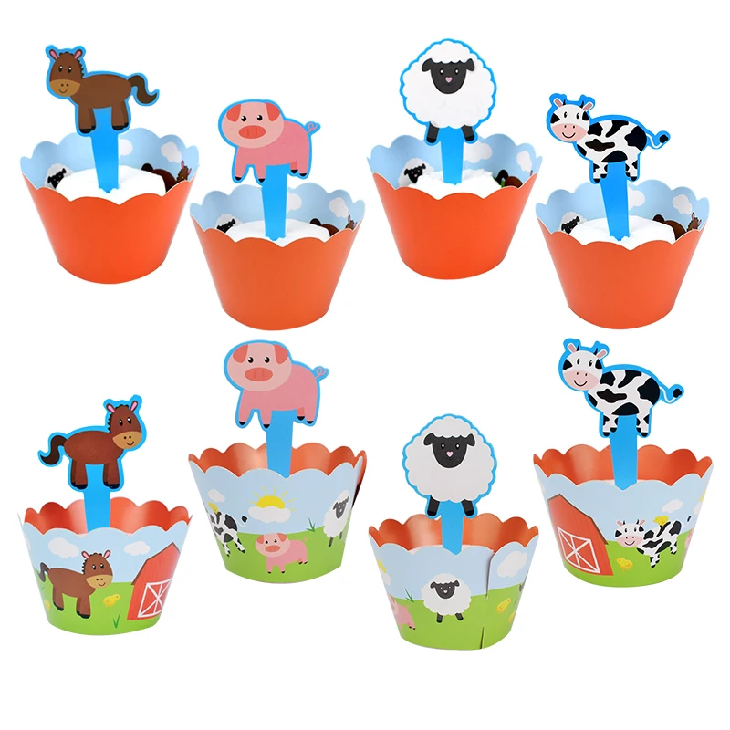 24 шт. в виде радужного единорога торт топперы капкейки упаковочных материалов на