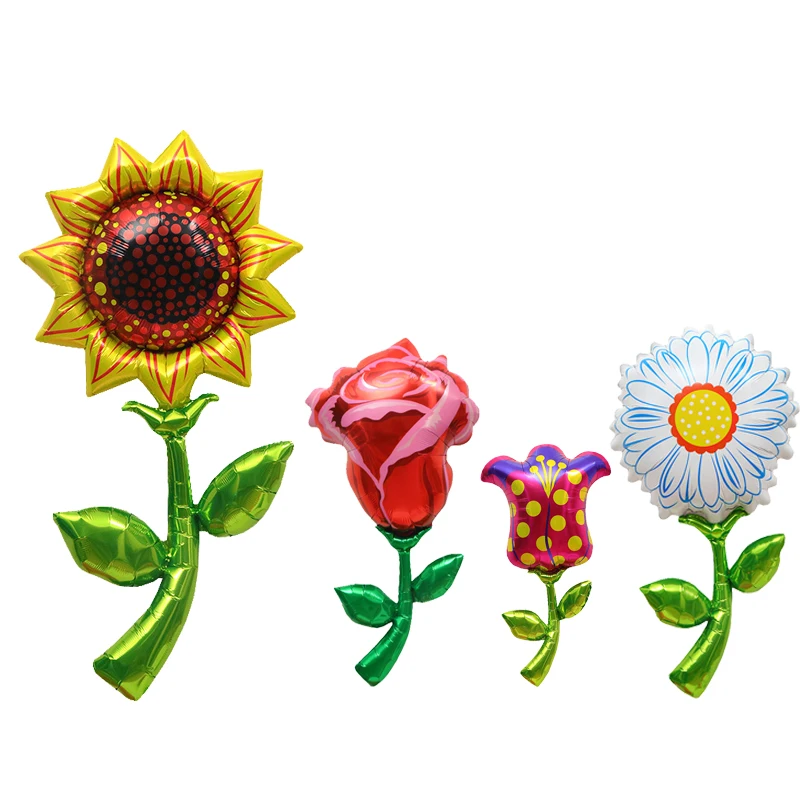 

Big Sunflower Foil Balloon Birthday Party For Adult Engagement Supplies Pink Rose Flower Wedding Decoration Globos Wholesale