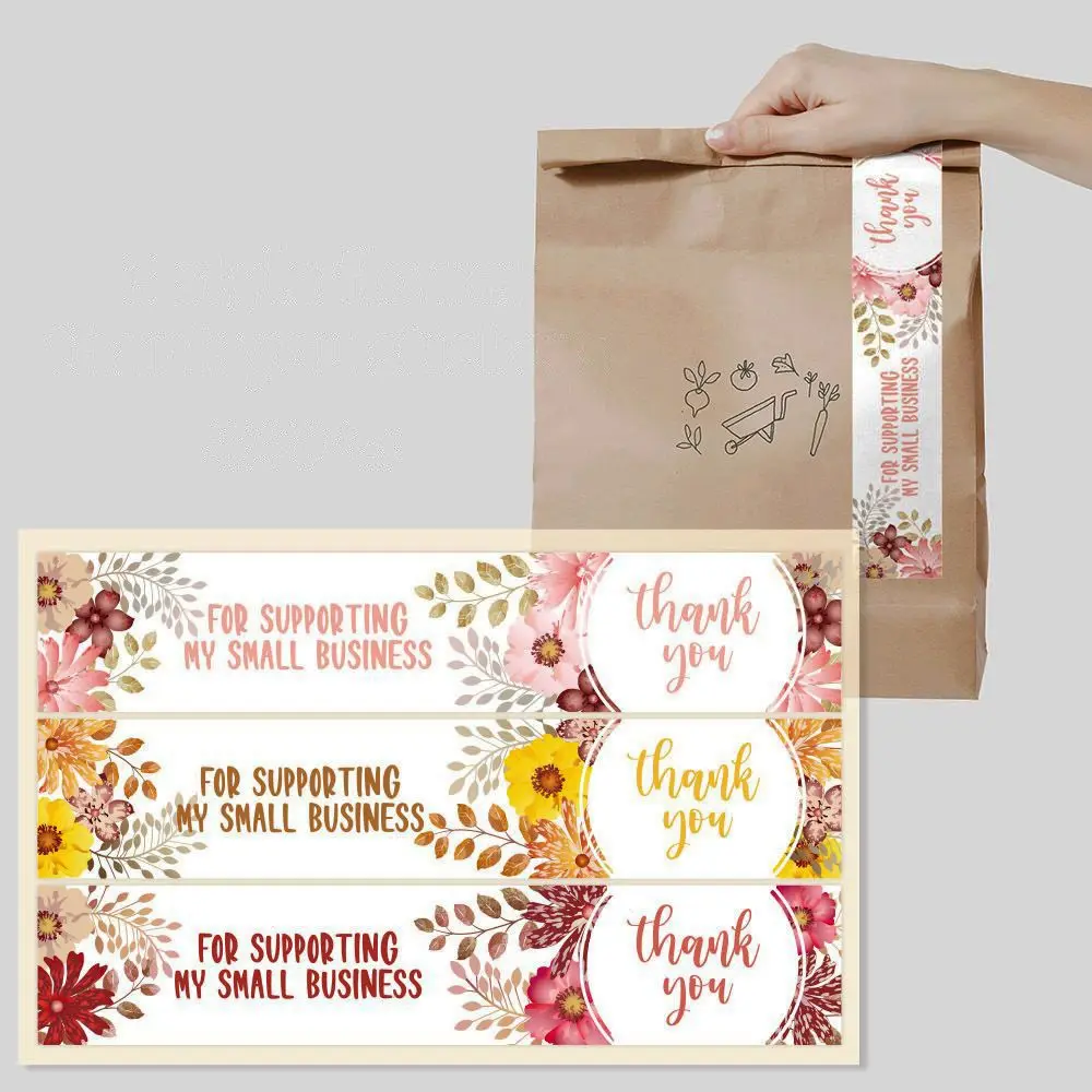 

15/30pcs Flower Rectangle Rectangle Thank You Stickers Labels For Small Business Gift Package Baking Wedding Party 2022 New