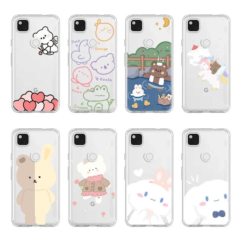 

Cute Rabbit bear Coque for Google Pixel 6 Pro 5 5a 4 4a 5G 3 3a 2 XL Soft Silicone Phone Case For Pixel 4XL 5 XL 3XL Cover Funda