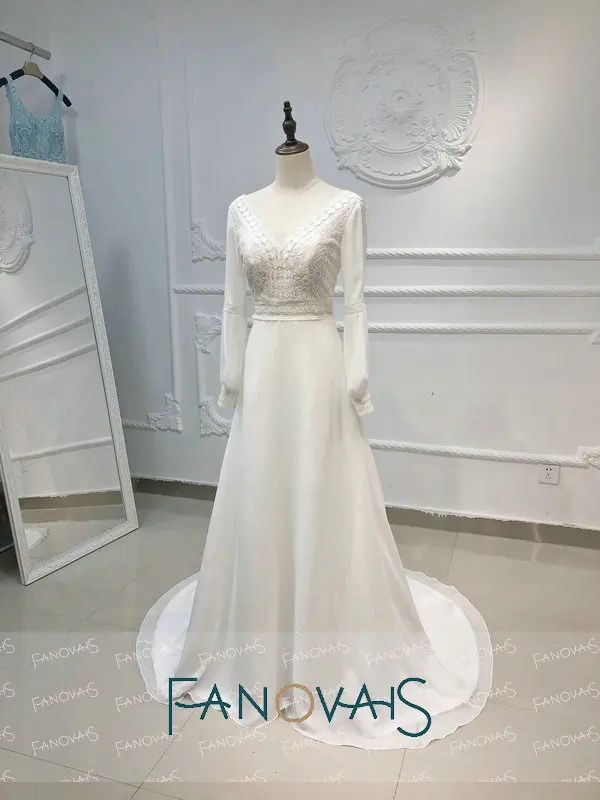 Пляжные Boho свадебный наряд Одежда с длинным рукавом с расширенным съемным подолом Vestido de Novia свадебные платья в богемном стиле suknia slubna