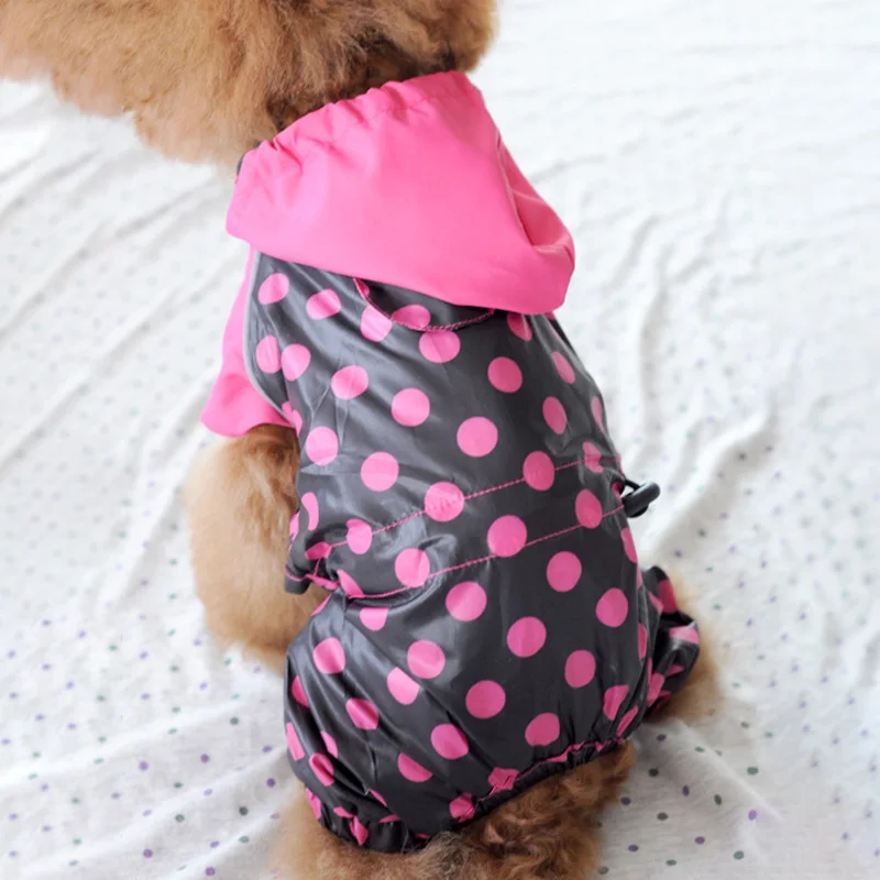 Dog Rain Coat For Small Dogs Waterproof Jumpsuit Polka Dot Raincoat Clothing Cat Chihuahua Golden Retriever | Дом и сад
