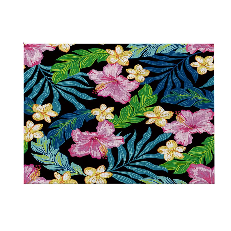 

IBOWS Placemats Polyester Linen Tropical Plants Printed Tableware Mat for Kitchen Waterproof Pad Coaster Home Decor 30*40cm/pc