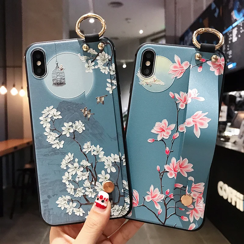 fitted cases for iphone 11 pro max x xr xs max 6 6s 7 8 plus wrist strap soft tpu case phone holder cover kickstand coque capa free global shipping