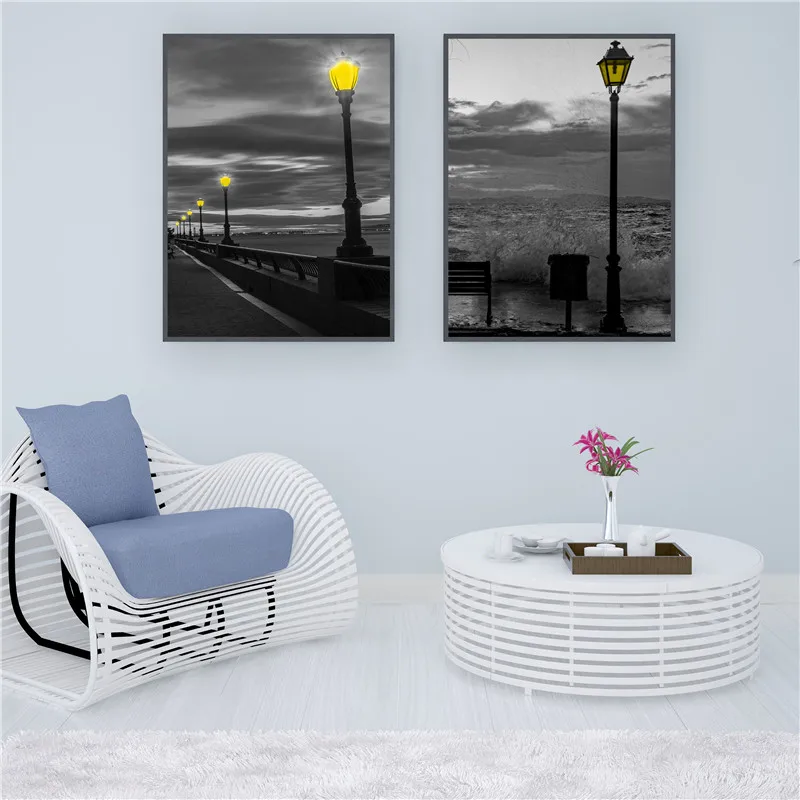 Скандинавский Ретро светлый черный желтый уличный фонарь ночной вид лампочка