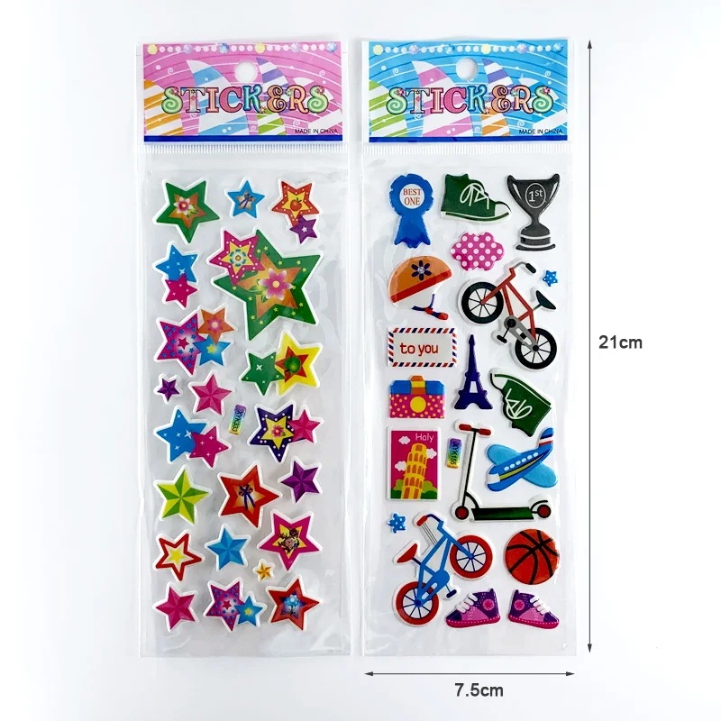 

12 Sheets/Pack Cute Bulk 3D Puffy Stickers for Kids Scrapbooking Laptop Mobile Phone Decoration Girl Boy Birthday Gift