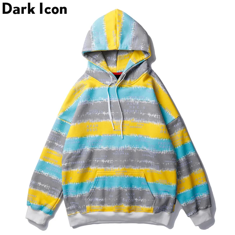 Темно-икона галстук окрашенные полосатые толстовки для мужчин осень 2019 уличная