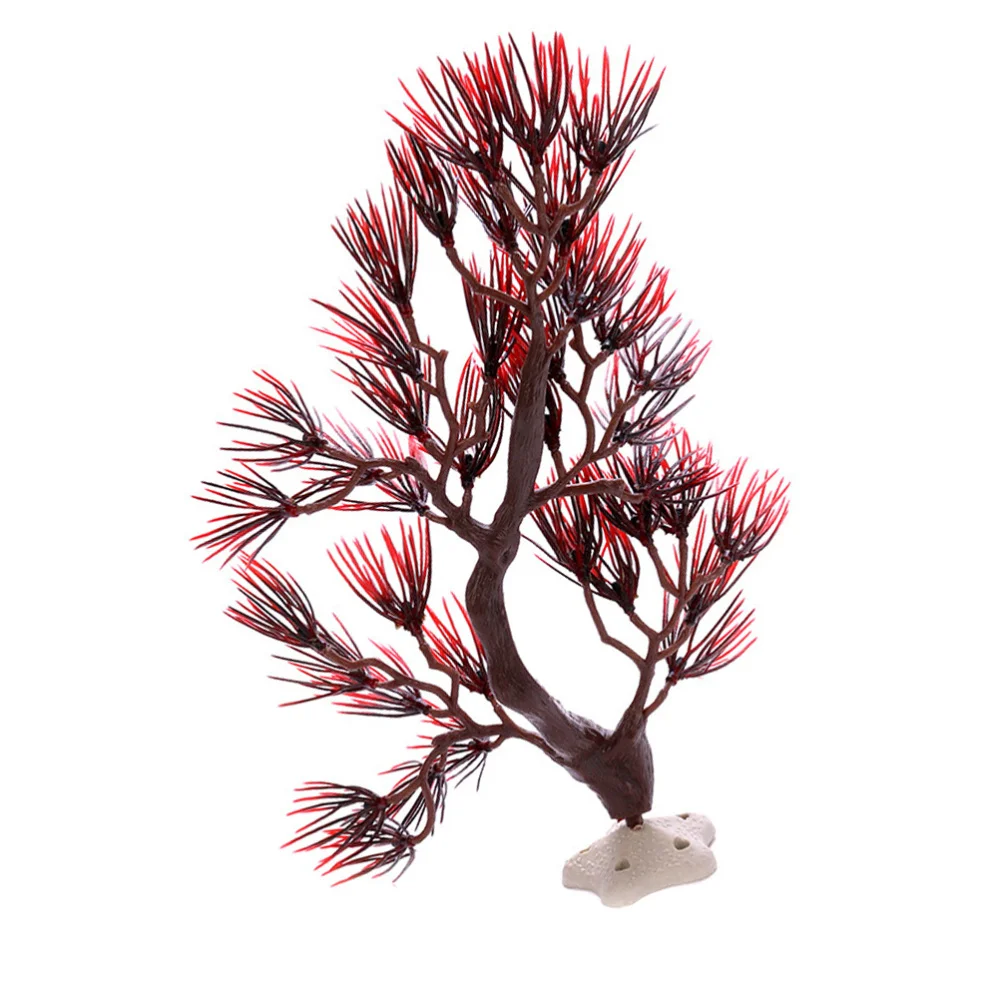

1Pc Fake Aquatic Plant Aquarium Landscape Decor Fish Tank Adorn (Dark Red)