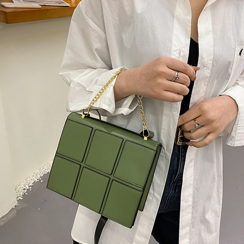 

Thin Hand Chain Design Pu Leather High Quality Bags for Women 2021 Luxury Fashion Trends Shoulder Purses and Handbags Green