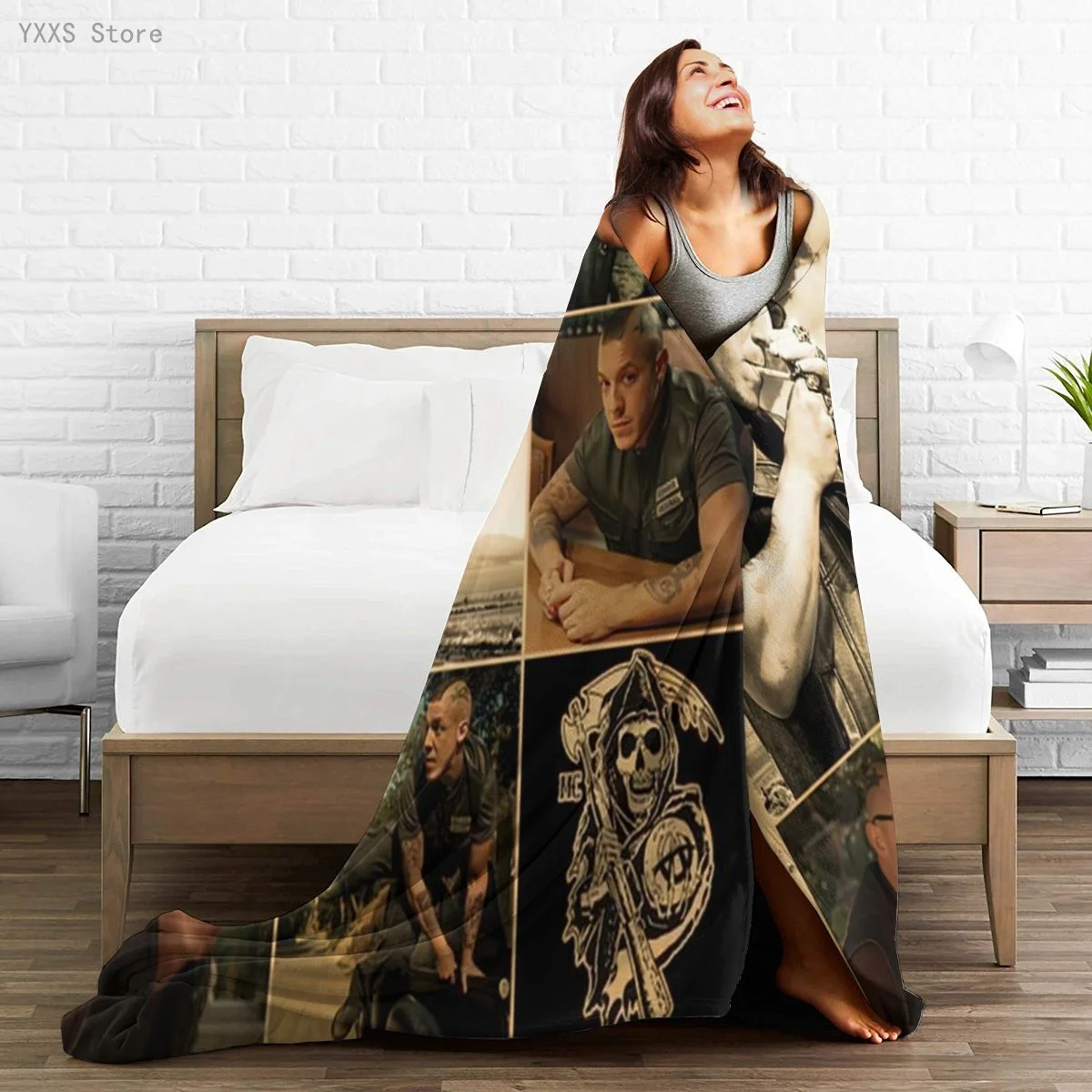 

Sons of Anarchy 3D Cartoon Sherpa Blanket Warm Super Soft Flannel Office Nap Bedspread Sofa Bedding Plush Quilt Plaids 291782512