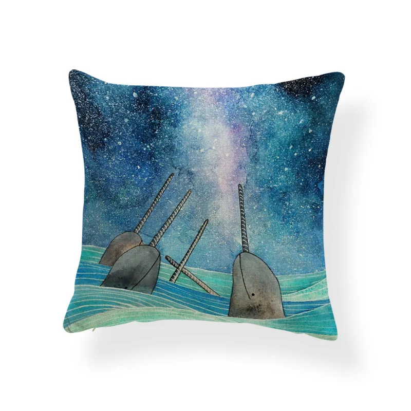 Красивая морская наволочка с животным КИТ Пингвин кактус пляж диван украшение