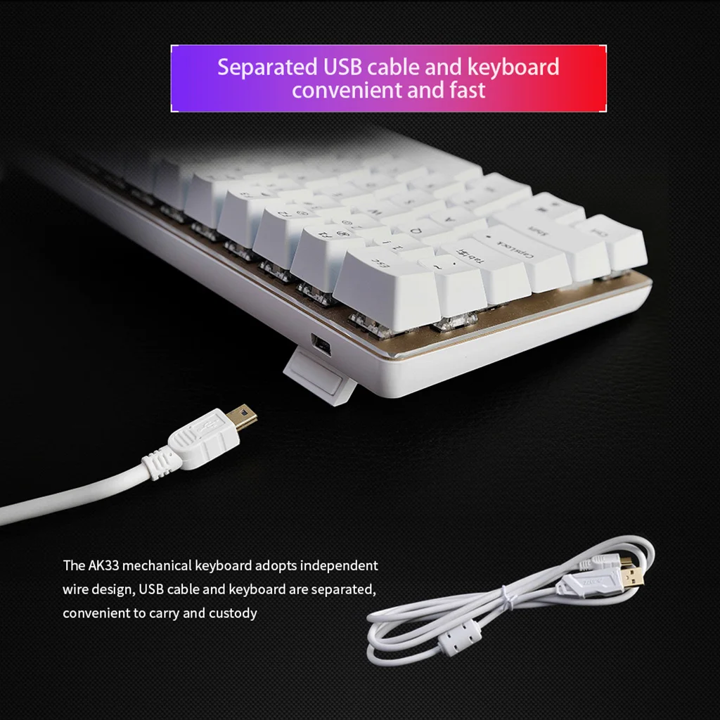 

Ajazz AK33 mechanical gaming keyboard wired Russian/English layout RGB/1 color backlight 82-key conflict-free RGB Mechanical Key