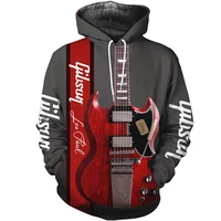 newest red electric guitar pullover 3d print harajuku casual long sleeve sweatshirt unisex fsahion zipper hoodie man jacket