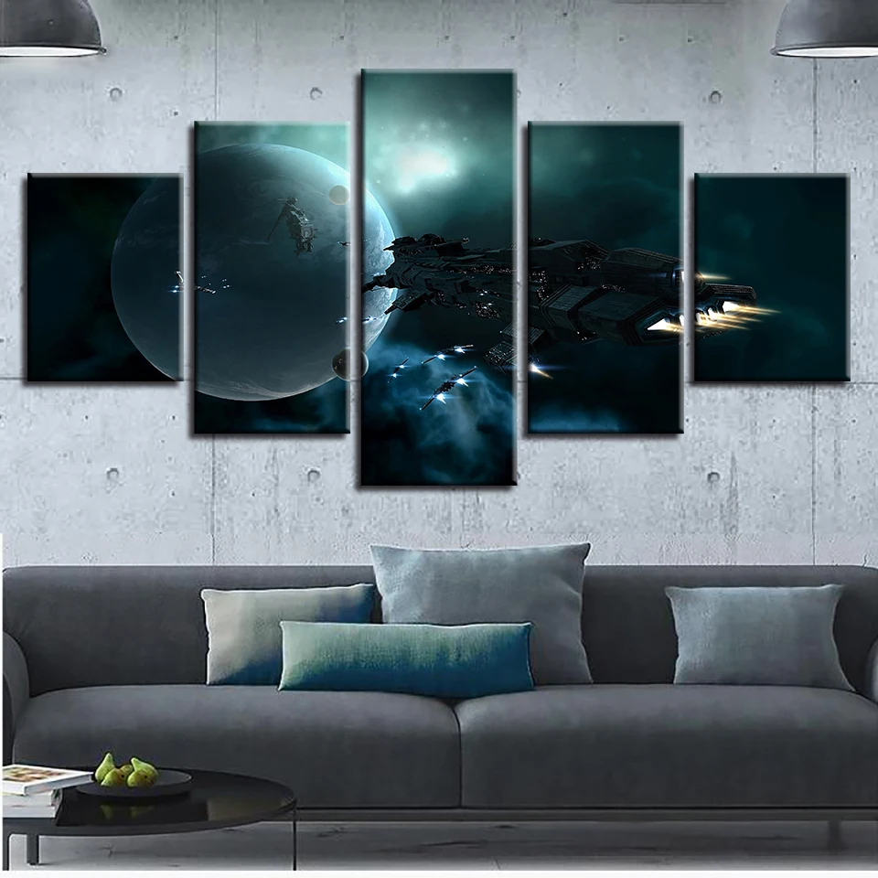 

Hot Sale Modular Paintings Cuadros Canvas Wall Art Pictures Decoration 5 Pieces Cosmic Planet Earth HD Printed Landscape Poster