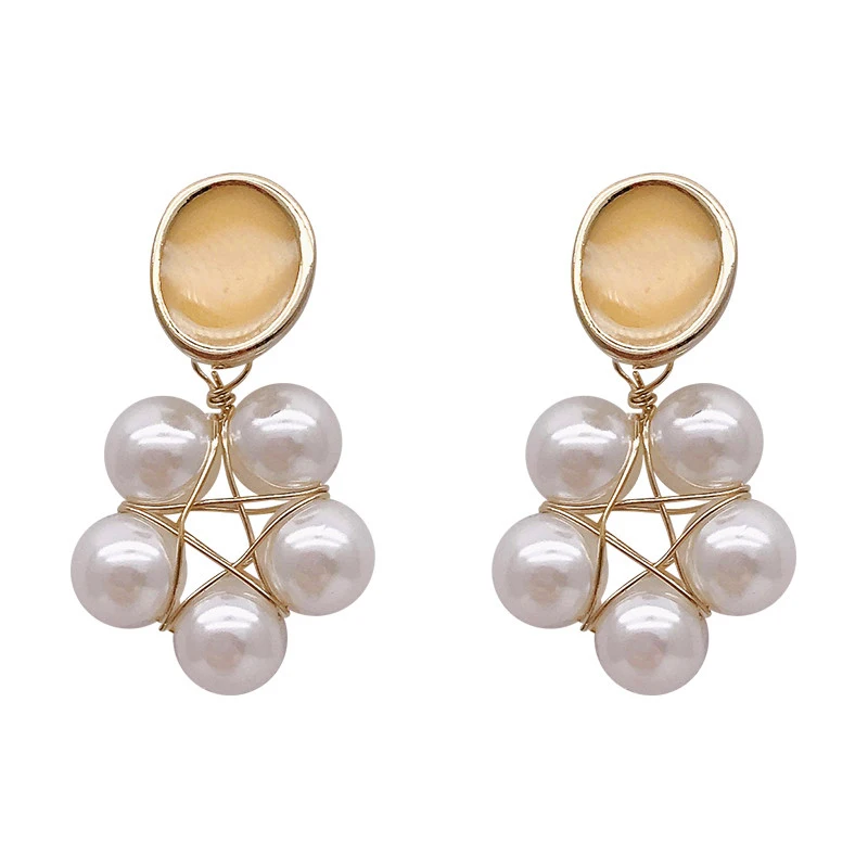 

Mihan S925 needle Fashion Jewelry Simulated Pearl Earrings Sweet Temperament Yellow Star Drop Earrings For Girl Gifts