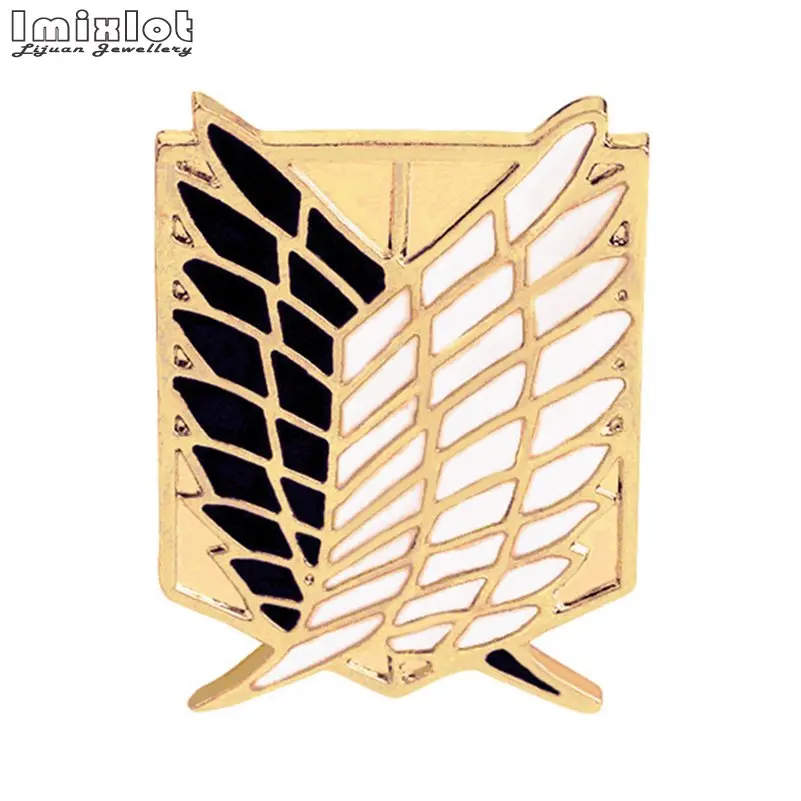 4 цвета атака на Титанов значок на лацкане булавка Shingeki No Kyojin Кабошон Черный Синий Эмаль нашивка брошь Крылья Свободы значки аниме